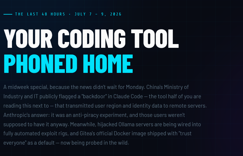 AISecurityDaily #13: China Flags a "Backdoor" in Claude Code, Hijacked Ollama Servers Run Exploit Pipelines, and Gitea Trusted Everyone