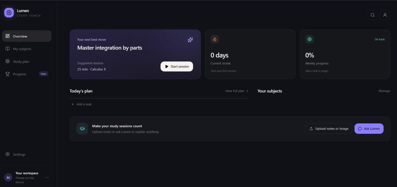 Lumen: A Personal AI Study Coach That Organizes Learning, Tracks Progress, and Builds Better Habits