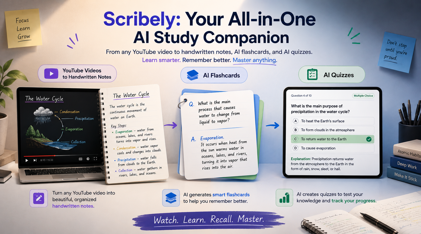Scribely | AI-powered Youtube to Handwritten Notes