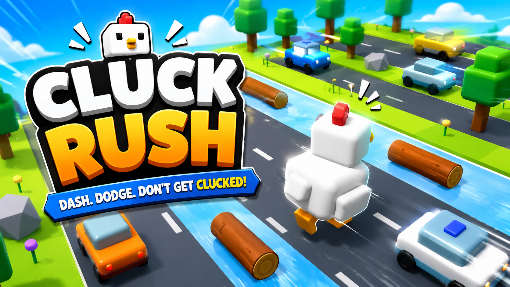Cluck Rush A 3D chicken hopping game built with Fable 5