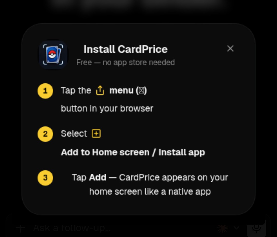Update: CardPrice is now a Progressive Web App (PWA)