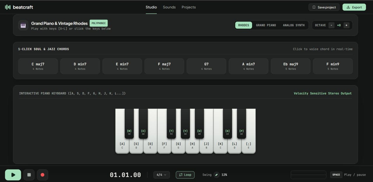 Beatcraft: Pure In-Browser Music Production Featuring Hardware-Style Step Sequencing, Tactile Channel Mixing, and Zero Background Latency - image 2