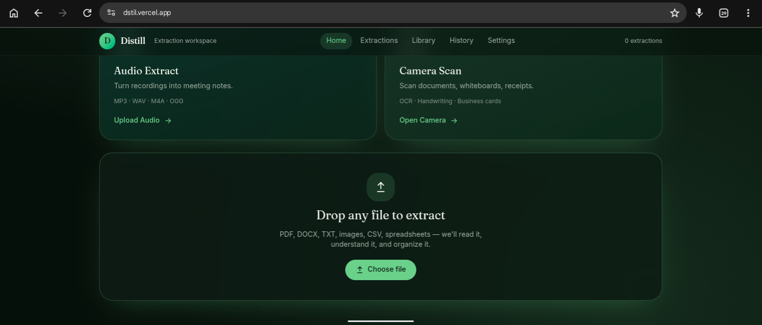 Distill β an AI-powered information extraction workspace