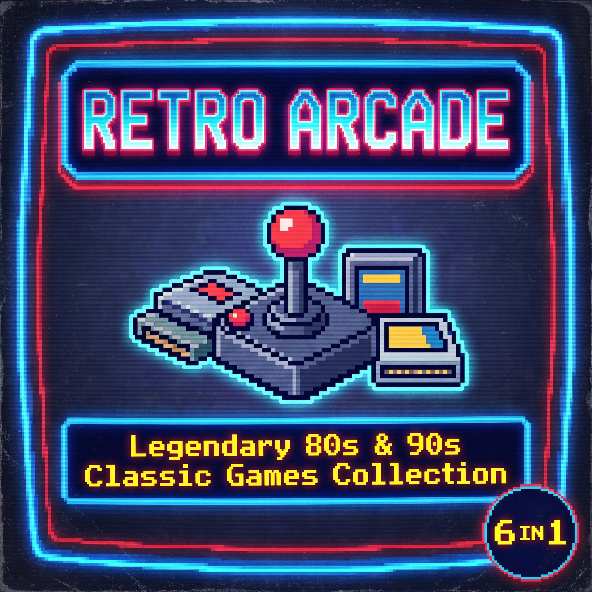 Retro Arcade Classics - 6-in-1 Nostalgic Offline Games Hub with CRT Simulator & Web Audio Synth