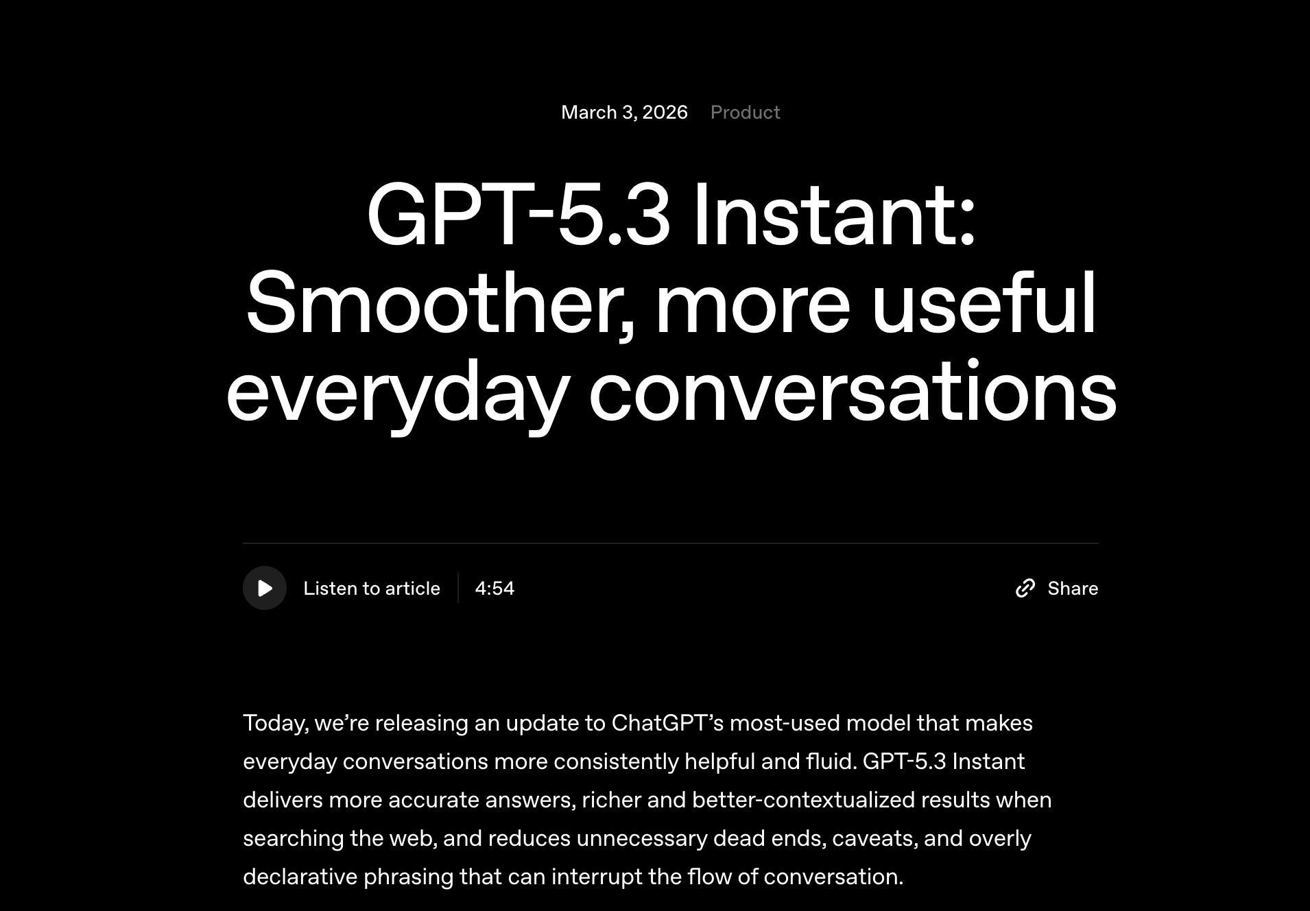 OpenAI just dropped GPT-5.3 Instant, and this update is all about making AI feel less like a robot and more like a collaborator (according to OpenAI). Here is what you need to know: