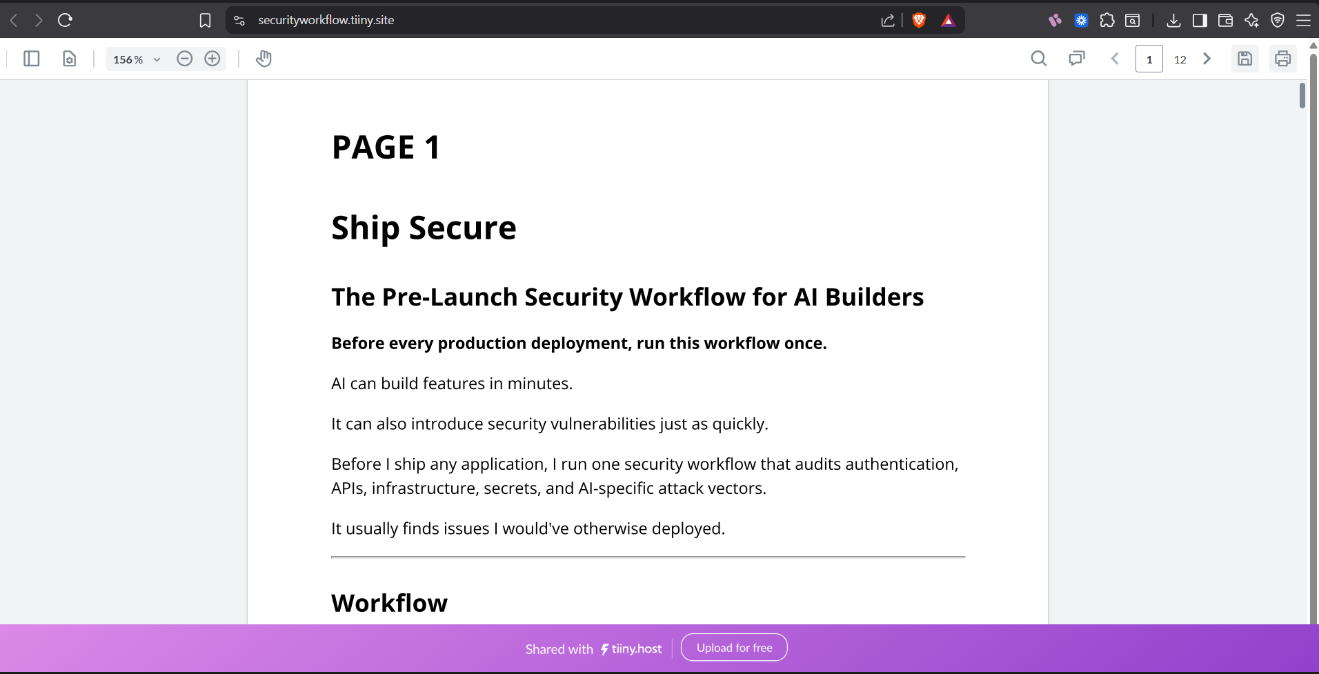 I built this security workflow to save myself from future security headaches. If you vibe code, don't push your app before running it