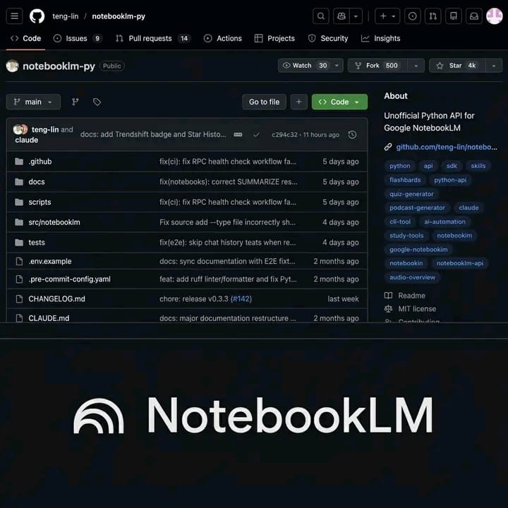 🚨 BREAKING: Someone built a Python API for Google NotebookLM