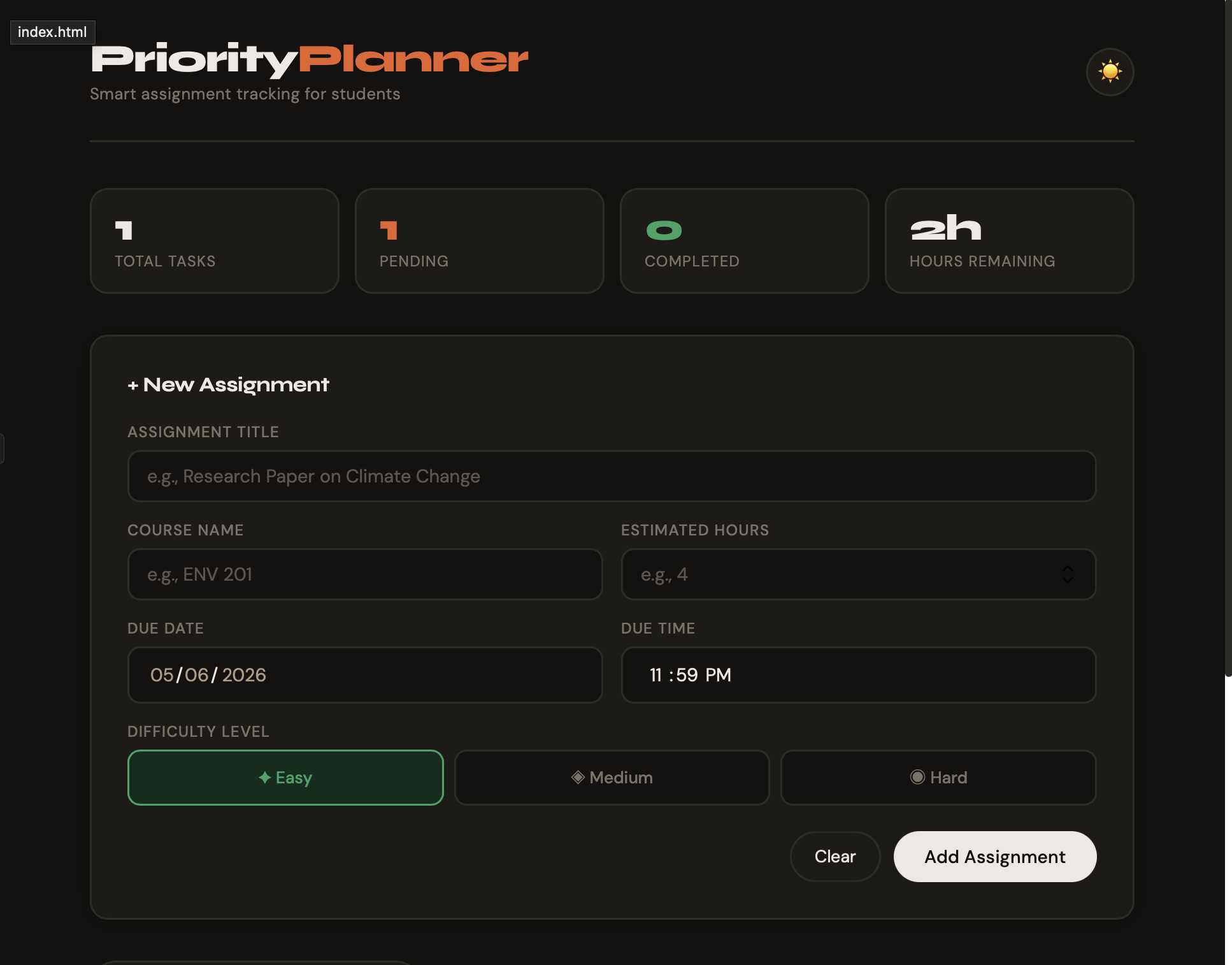 Website, Task managment for students.