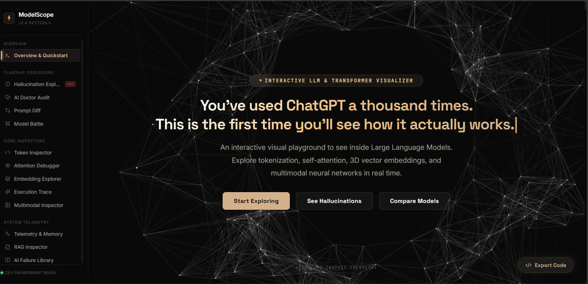 MODELSCOPE — You've Used ChatGPT, Claude, and Gemini. I Built an Interactive Playground So You Can Finally Explore What Happens Behind Every Prompt.\