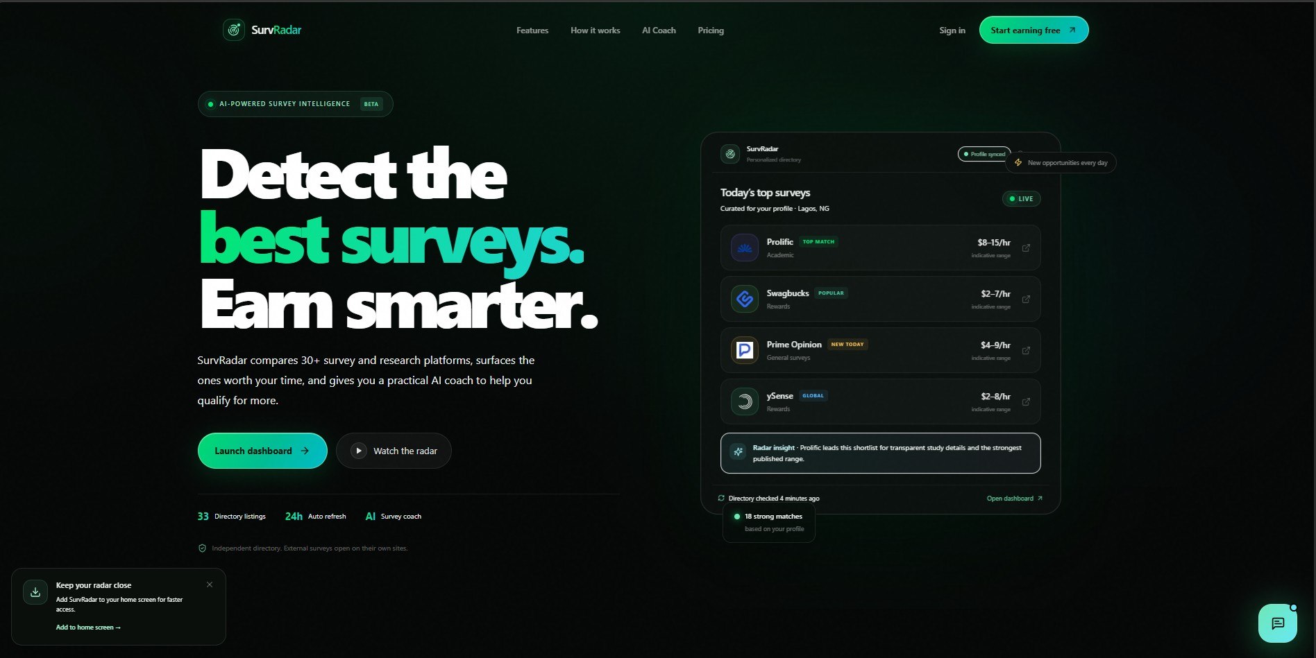 Built SurvRadar