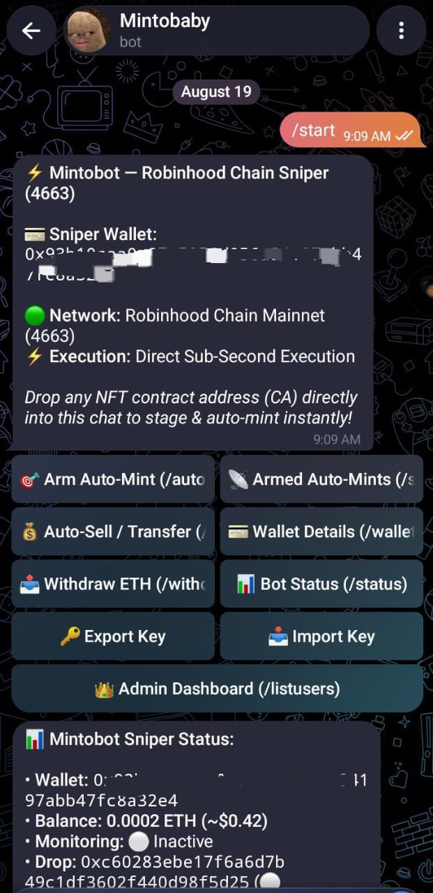 Robinhood NFT auto-mint bot