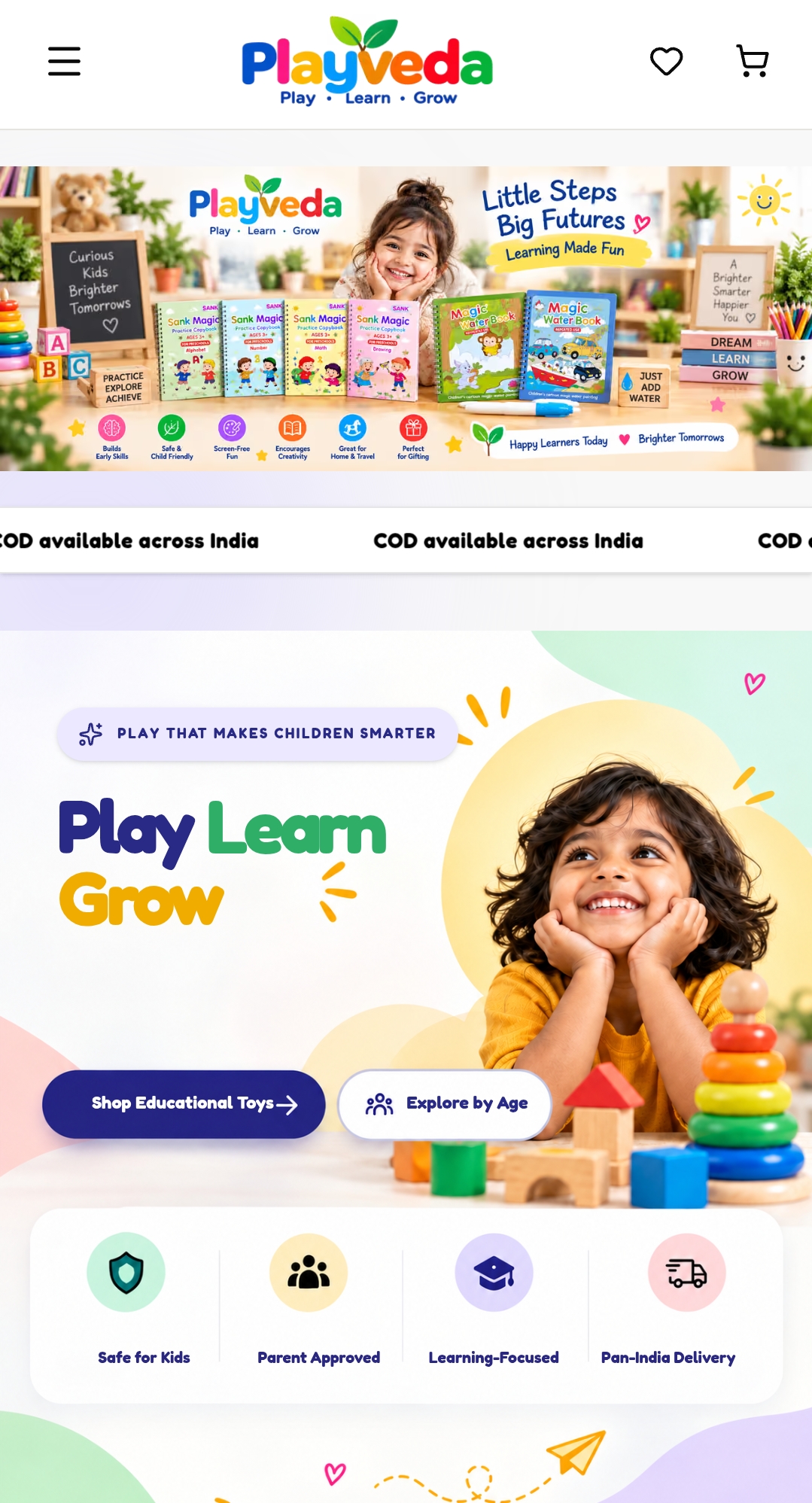 PlayVeda — a kids’ educational toy e-commerce platform.