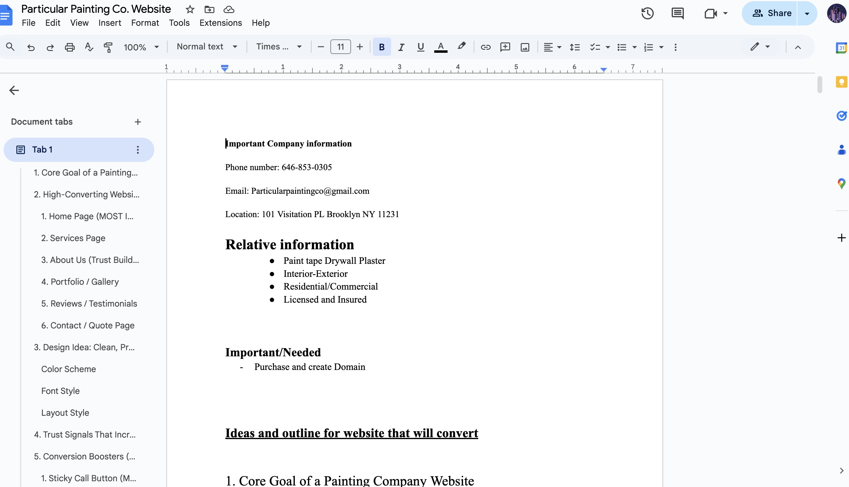 Prompting page for a website