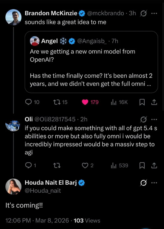 OpenAI researchers hinting at an omnimodal model coming