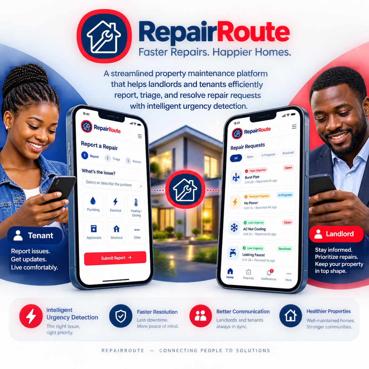 Built RepairRoute, a mobile web app on Base44 that connects tenants, landlords, and vendors to handle home repairs. It's live at landlordssquare.base44.app. When something breaks, the app works out how urgent it is and gets the right vendor on the job. - image 1